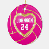 Eleganter Hot Pink und Gold Volleyball Keramikornament (Links)
