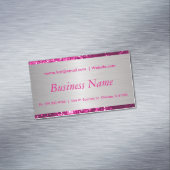 Eleganter Hot Pink und Pinselsilber Magnetische Visitenkarte (Beispiel)