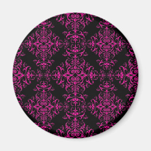 Eleganter Hot Pink und Viktorianischer Schwarz-Sty Magnet