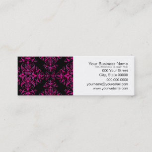 Eleganter Hot Pink und Viktorianischer Schwarz-Sty Mini Visitenkarte