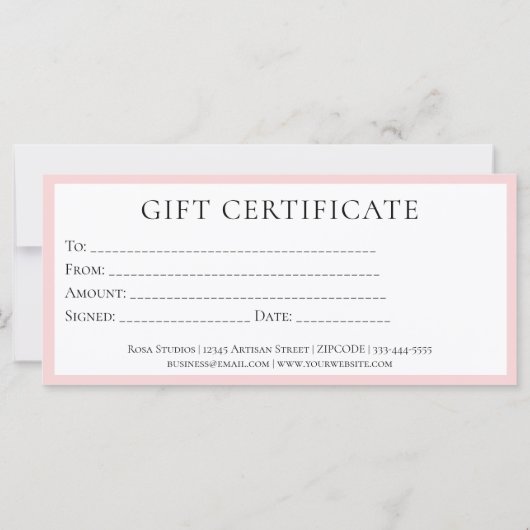 Eleganter Hübsch rosa Minimalistischer Geschäftsna (Rückseite)