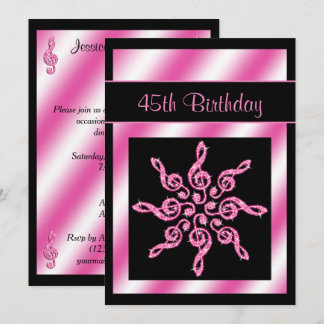 Eleganter, Hübsch rosa Musikzirkel 45. Geburtstag Einladung