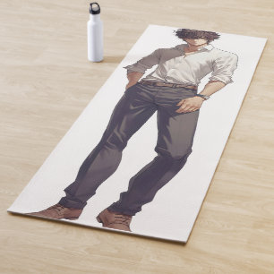 Eleganter hübscher Anime-Mann Yogamatte