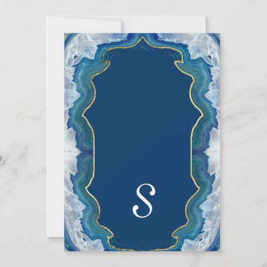 Eleganter hübscher blauer aquamariner Geode Einladung (Rückseite)