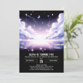 Eleganter Hübscher Celestial Digital Geburtstag Einladung (Stehend Vorderseite)