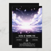 Eleganter Hübscher Celestial Digital Geburtstag Einladung (Vorne/Hinten)