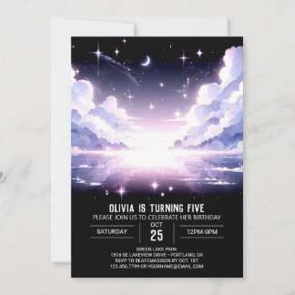 Eleganter Hübscher Celestial Digital Geburtstag Einladung