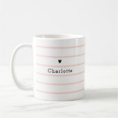 Eleganter Hübscher Chic Blush Pink Stripe Herzname Kaffeetasse (Links)