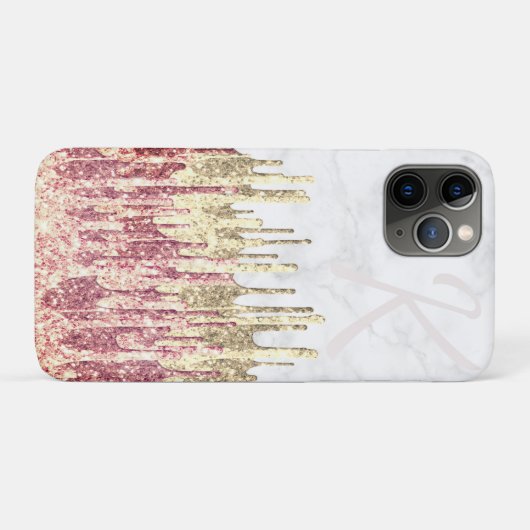 Eleganter hübscher Glitzer Tropfen aus weißem Marm Case-Mate iPhone Hülle (Rückseite (Horizontal))