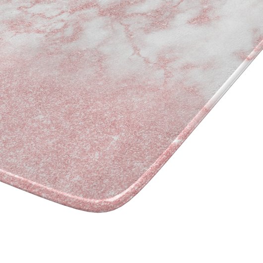 Eleganter hübscher Gradient Rose Goldmarmor Glitze Schneidebrett (Ecke)
