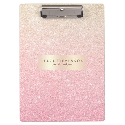 Eleganter hübscher Gürtelgraben Rose Gold Glitzer Klemmbrett (Vorderseite)