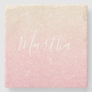 Eleganter hübscher Gürtelgraben Rose Gold Glitzer Steinuntersetzer