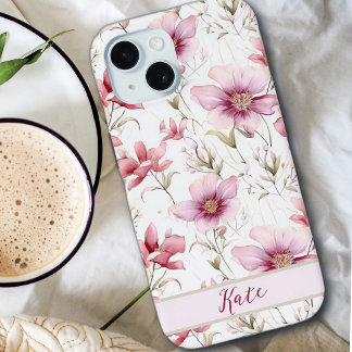 Eleganter Hübscher Individuelle Name | Rosa Wildbl Case-Mate iPhone Hülle