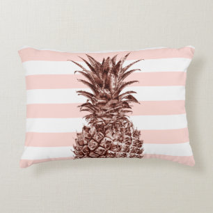 Eleganter hübscher Rose, Ananas und rosa Streifen Dekokissen