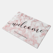 Eleganter hübscher Rose Goldbarsch Glitzer weißer  Fußmatte (Schrägansicht)