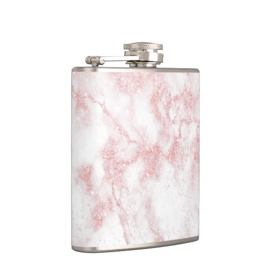 Eleganter, hübscher Rose, Goldgold Glitzer, weißer Flachmann (Rechts)