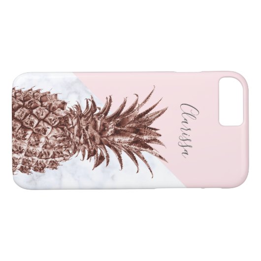 Eleganter hübscher Rosengoldananas-Weißmarmor Case-Mate iPhone Hülle (Rückseite (Horizontal))