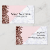 Eleganter hübscher Rosengoldananas-Weißmarmor Visitenkarte (Vorne/Hinten)