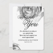 Eleganter Hübscher Schwarz-Weiß-Rose-Druck Dankeskarte (Vorderseite)