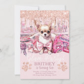 Eleganter Hund Glitzer Glam Birthday Einladung (Vorderseite)