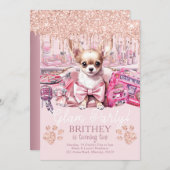 Eleganter Hund Glitzer Glam Birthday Einladung (Vorne/Hinten)