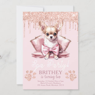 Eleganter Hund Glitzer Wellness-Center Geburtstag Einladung