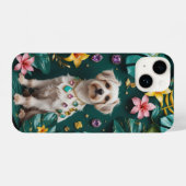 Eleganter Hund mit tropischen Blume und Edelstein iPhone Hülle (Rückseite (Horizontal))