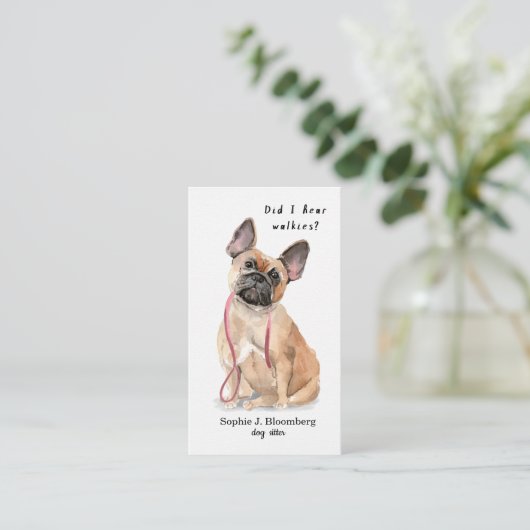 Eleganter Hundesitter, Aquarellblütenhund Visitenkarte (Stehend Vorderseite)