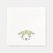 Eleganter Hydrangea Foliage Monogram Cocktail Serviette (Vorderseite)