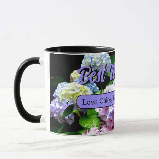 Eleganter Hydrangea Garten Rosa lila Foto Tasse (Links)