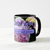 Eleganter Hydrangea Garten Rosa lila Foto Tasse (VorderseiteRechts)