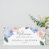 Eleganter Hydrangea Hanging Seating Chart Header (Stehend Vorderseite)