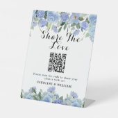 Eleganter Hydrangea QR-Code Teilen Sie das Liebe-F Sockelschild (Vorderseite)