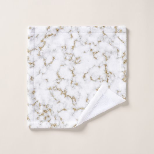 Eleganter Imitat aus Gold und grauem Marmor Badhandtuch Set (Waschlappen)