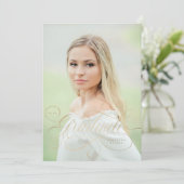 Eleganter Imitat-Folie Skript Single Foto Abschlus Einladung (Stehend Vorderseite)