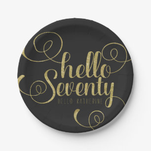 Eleganter Imitat-GoldGlitzer hallo siebzig Teller
