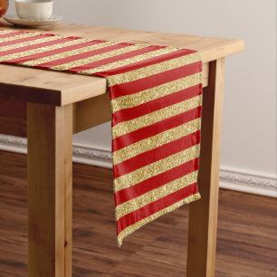 Eleganter Imitat-GoldGlitzer und rotes Kurzer Tischläufer