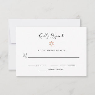 Eleganter Imitat-Rosen-Golddavidsstern   Schläger RSVP Karte