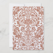 Eleganter Imitat-Rosen-GoldGlitzer-Damast-Schläger Einladung (Rückseite)