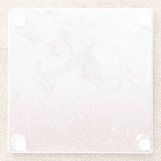 Eleganter Imitat-Rosen-GoldGlitzer weißes Glasuntersetzer (Rückseite)