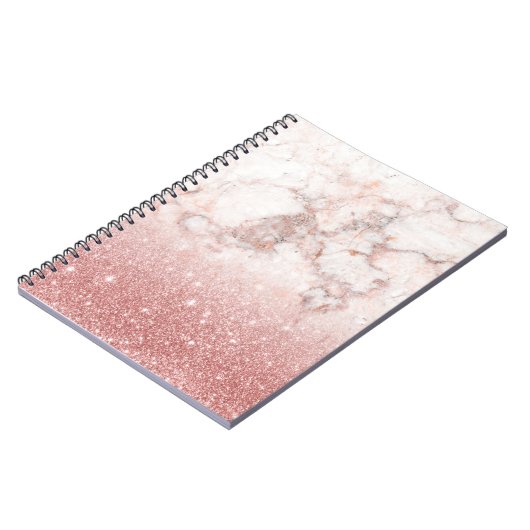 Eleganter Imitat-Rosen-GoldGlitzer weißes Notizblock (Linke Seite)