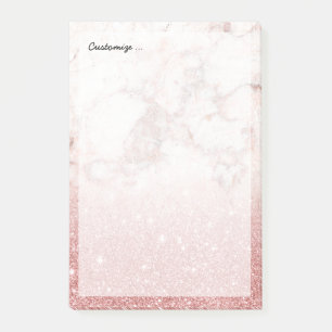 Eleganter Imitat-Rosen-GoldGlitzer weißes Post-it Klebezettel