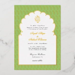 Eleganter indischer Ganesh-Hochzeit in Minzgrün un Folieneinladung