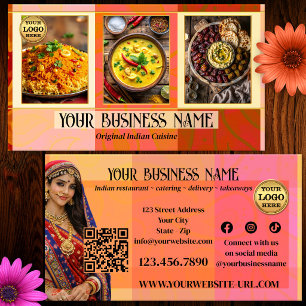 Eleganter indischer Restaurant- und Catering-QR-Co Visitenkarte
