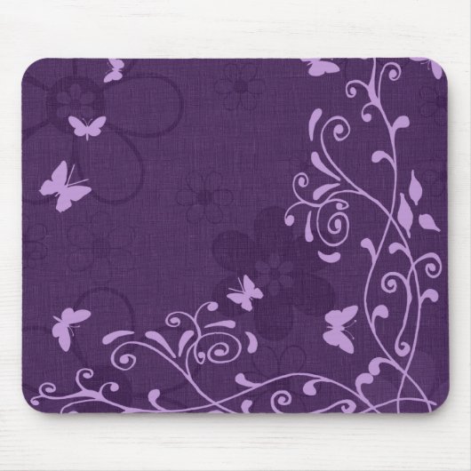 Eleganter, individualisierbarer Lila Schmetterling Mousepad (Vorne)