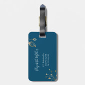 Eleganter individuelle Name aus Gold und Blumen Gepäckanhänger (Rückseite vertikal)