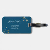 Eleganter individuelle Name aus Gold und Blumen Gepäckanhänger (Rückseite horizontal)