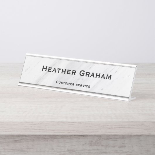 Eleganter individuelle Name aus weißem Marmor Schreibtischnamensplakette (Vorderseite )