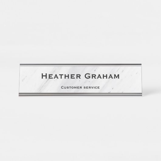 Eleganter individuelle Name aus weißem Marmor Schreibtischnamensplakette (Vorderseite )
