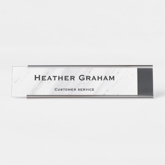 Eleganter individuelle Name aus weißem Marmor Schreibtischnamensplakette (Vorderseite )